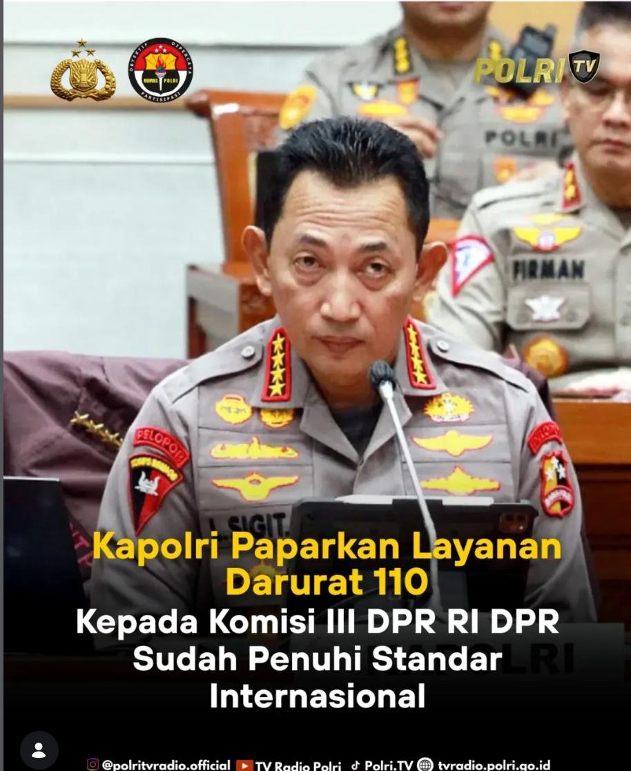 Kapolri Paparkan Layanan 110 Terintegrasi Command Center dan Smart City di Hadapan Komisi III DPR